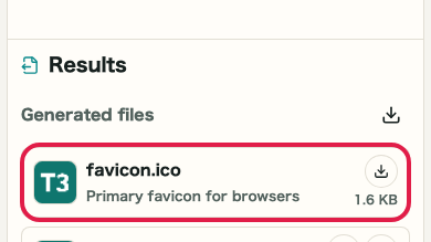 Screen showing where to use Go to generate in Favicon Generator