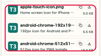 Screen showing where to use Size previews in Favicon Generator