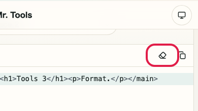 Screen showing where to use Clear input in HTML Formatter