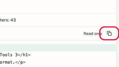 Screen showing where to use Copy result in HTML Formatter