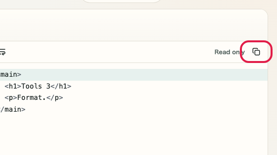 Screen showing where to use Copy result in HTML Formatter