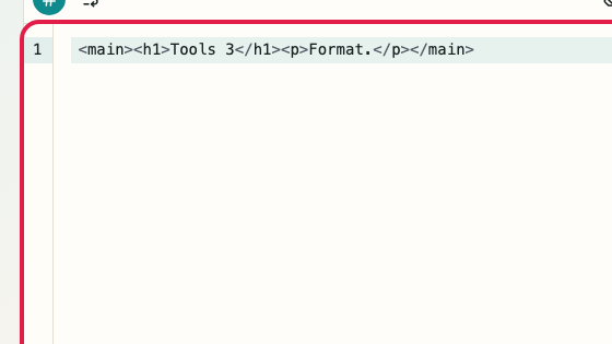 Screen showing where to use Code input in HTML Formatter