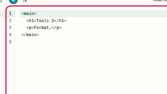 Screen showing where to use Result pane in HTML Formatter