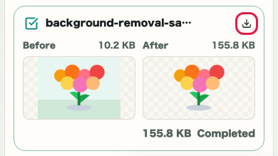 Image Background Removal: Review result cards after processing