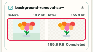 Image Background Removal: Result card preview
