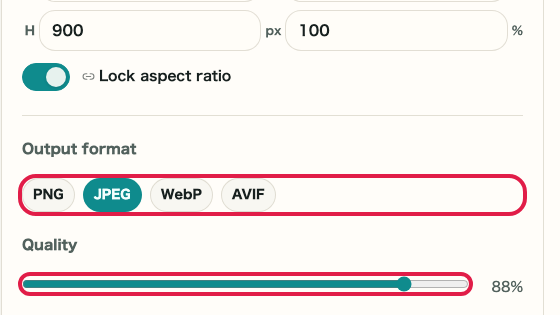 Image Crop and Resize: Output format