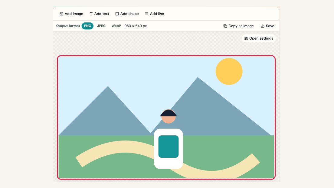 Export in the format required by the destination: controls and surrounding interface