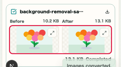 Image Format Conversion: Result card