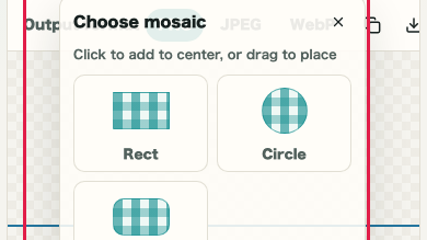 Screen showing image loading and mosaic object placement in Image Mosaic