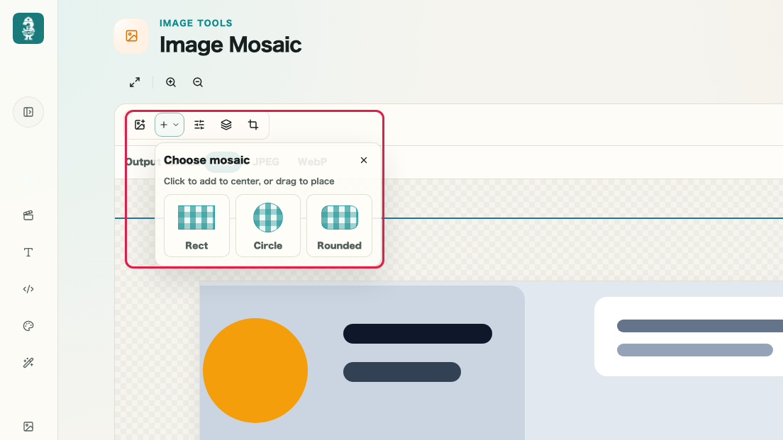 Screen showing image loading and mosaic object placement in Image Mosaic