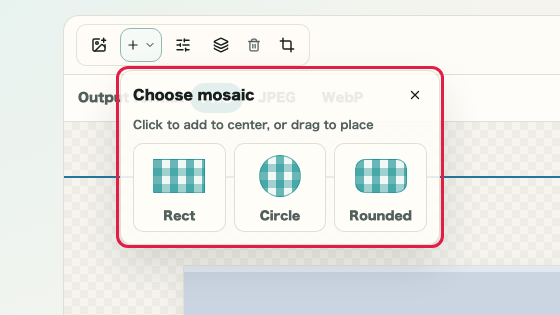 Screen showing the add mosaic control in Image Mosaic