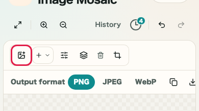 Screen showing the add image control in Image Mosaic