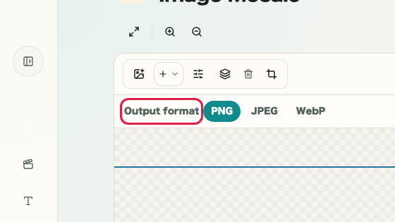 Screen showing format selection in Image Mosaic