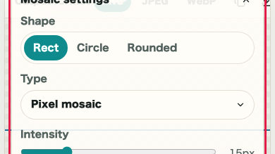 Screen showing mosaic settings in Image Mosaic