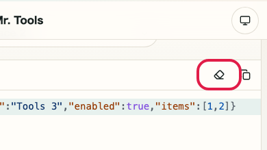 Screen showing where to use Clear input in JSON Formatter