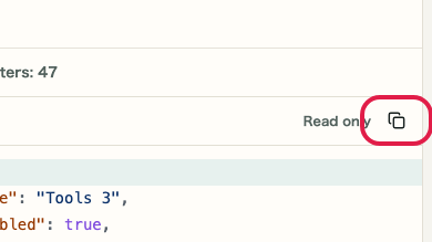 Screen showing where to use Copy result in JSON Formatter