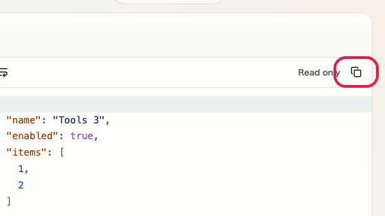 Screen showing where to use Copy result in JSON Formatter