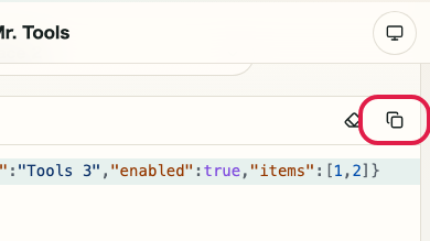 Screen showing where to use Copy input in JSON Formatter