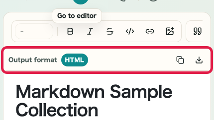 Screen showing HTML output and code block review in Markdown Preview