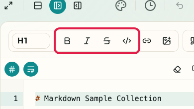 Screen showing the Markdown input area in Markdown Preview: Emphasis and inline code
