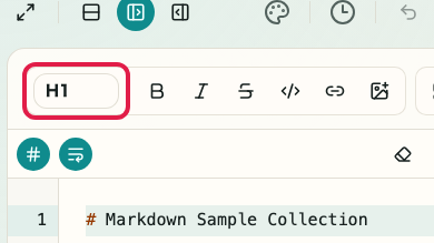 Screen showing the Markdown input area in Markdown Preview: Heading level