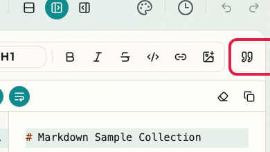 Screen showing the Markdown input area in Markdown Preview: Quotes and lists