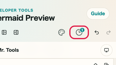 Screen showing where to use History and draft in Mermaid Preview