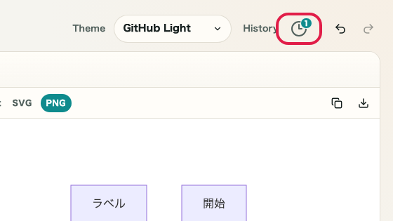 Screen showing where to use History and draft in Mermaid Preview