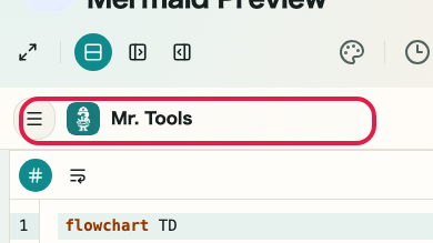 Screen showing where to use Template selection in Mermaid Preview