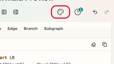 Screen showing where to use Switch theme in Mermaid Preview