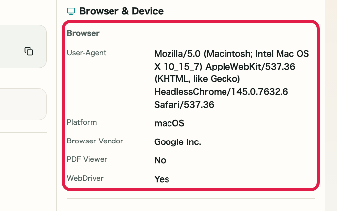 Screen showing where to review browser information in IP and Network Information Checker