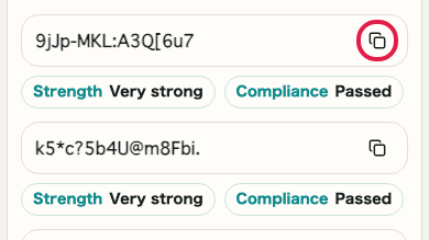 Screen showing where to use Find copy action in Password Generator