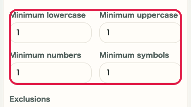 Screen showing where to use Character rules in Password Generator