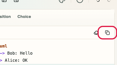 Screen showing where to use Copy syntax in PlantUML Preview