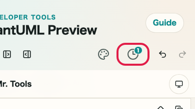 Screen showing where to use History and draft in PlantUML Preview