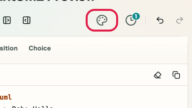 Screen showing where to use Switch theme in PlantUML Preview