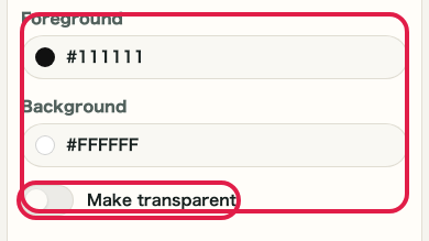 Screen showing where to use Go to color settings in QR Code Generator