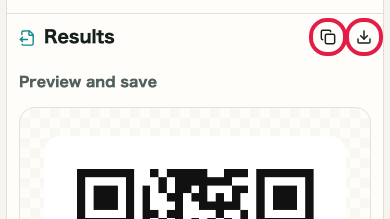 Screen showing where to use Go to save in QR Code Generator