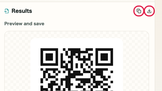 Screen showing where to use Go to save in QR Code Generator
