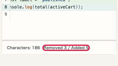 Screen showing diff statistics in Text Diff
