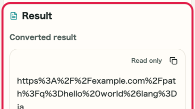 Screen showing Action area in URL Encode/Decode