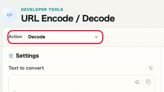 Screen showing where to use Prepare decode in URL Encode/Decode