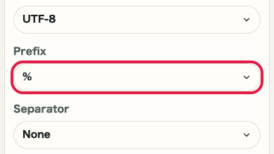 Screen showing where to use Prefix in URL Encode/Decode