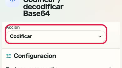 Pantalla que muestra dónde usar Convertir a Base64 en Codificar/Decodificar Base64
