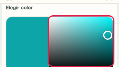 Selector 2D eligiendo un color con los códigos actualizándose en tiempo real