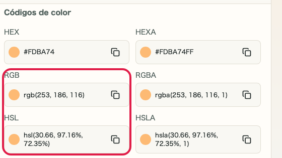 Captura de apoyo que muestra dónde usar Comprobar RGB / HSL