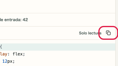 Pantalla que muestra dónde usar Copiar resultado en Formateador CSS