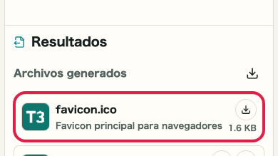 Pantalla que muestra dónde usar Ir a generar en Generador de favicon