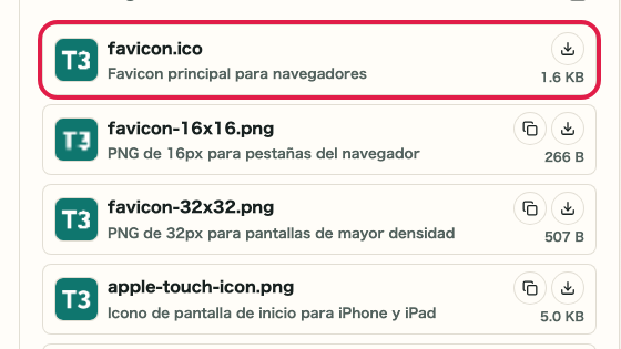 Pantalla que muestra dónde usar Ir a generar en Generador de favicon