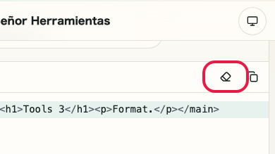Pantalla que muestra dónde usar Limpiar entrada en Formateador HTML